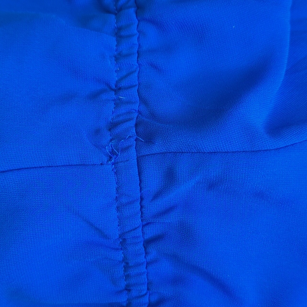 BR Factory Cobalt Blue Abby Tie Belt Chiffon Sleeveless Midi Dress Size 4 - Picture 9 of 9